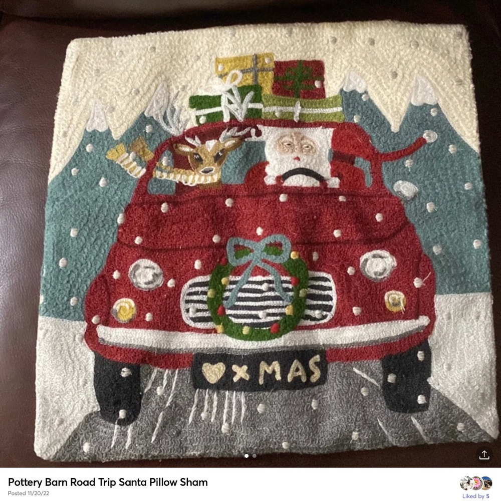 Pottery Barn Road Trip Santa Pillow Sham